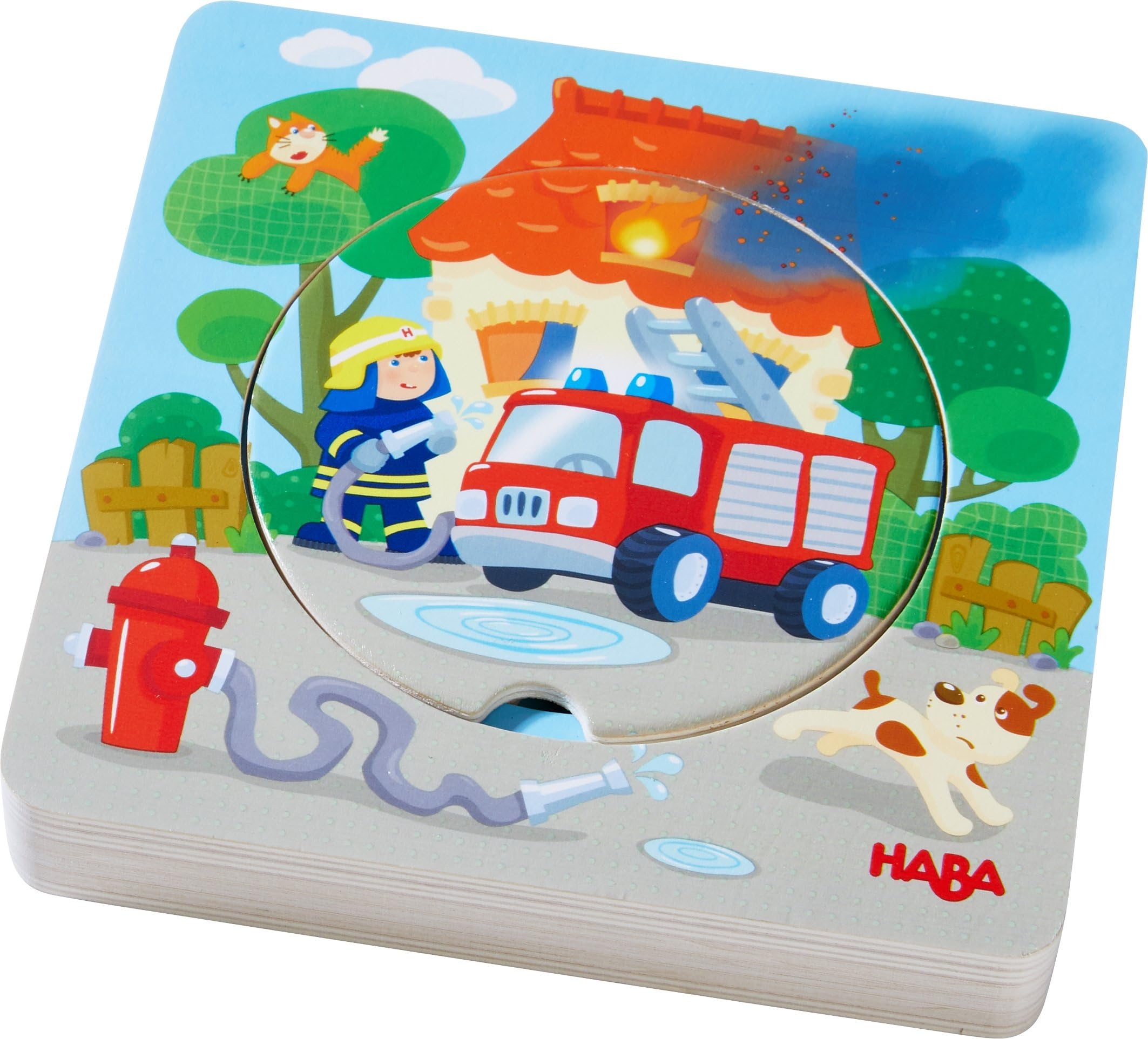 Fire! Fire! Wooden Puzzle with Layered Disks for Ages 12 Months and Up