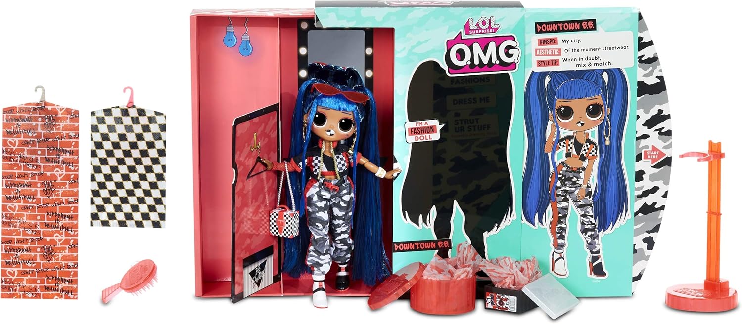 LOL Surprise OMG Downtown BB Fashion Doll for Kids  20 Surprises  Styled  Hair & Chic Fashion  For Ages 4 Years & Up  Includes Shoes, Shoebox,  Accessories, Hatbox, Purse, Hairbrush & More - BigaMart