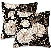 Naqiuli Throw Pillow Covers Vintage Flowers Pillow Covers 20x20 Inch Set of 2 Throw Pillows Decorative Pillow Cases Cushion Covers for Bedroom Livingroom Sofa Farm House