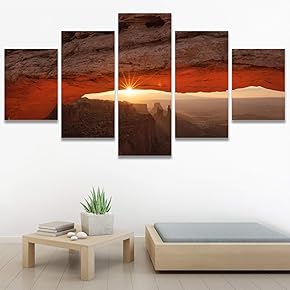 SIGNWIN 5 Panel Canvas Wall Art Sunset in...