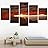 SIGNWIN 5 Panel Canvas Wall Art Sunset in The Mountains for Home Decorations Ready to Hang - 60"x32"
