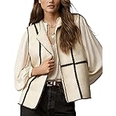 Majdan Women's Oversized Sherpa Fleece Vest Warm Faux Suede Stitched Gilet Casual Fleece Lined Outerwear