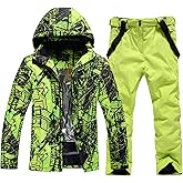 WOWULOVELY Men's Winter Snowsuit Waterproof Windproof Mountain Jacket and Pant Sets Insulated Snowboarding Skisuit