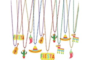 JoyGala 12PCS Cinco de Mayo Beaded Necklaces – Festive Party Favors, Mexican Theme Decor, Luau & Carnival Accessories