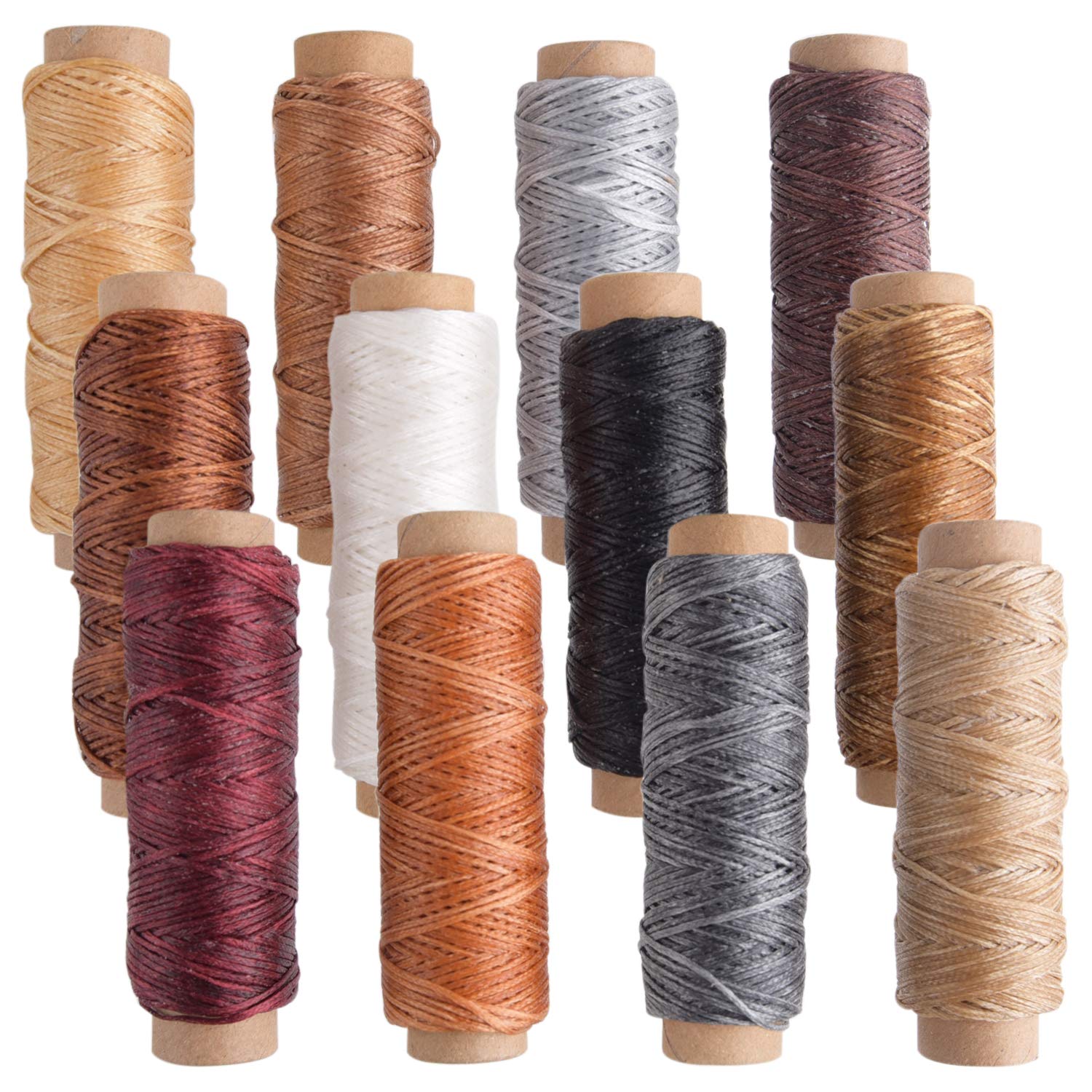 FEPITO 12 Colors Leather Waxed Thread Cord 392 Yards 150D Sewing Waxed Thread for Leather Craft DIY Sewing Craft