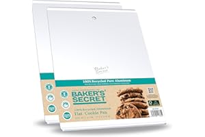 Baker's Secret 2pcs Large Flat Cookie Sheet 18" x 14" Aluminum Flat Baking Sheet, Extra Thick -2.7mm- 100% Recycled, Half She