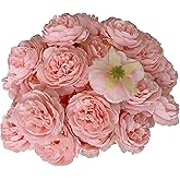Fake Flower Heads for Craft,3.3'' Pink Rose Heads Artificial Flowers,40 Pcs Silk Rose Heads Bulk,Satin Rose Heads No Stem for DIY Flower Well,Crafts Bouquest