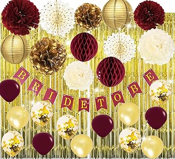 Amazon Com Qian S Party Bridal Shower Decorations Burgundy Gold