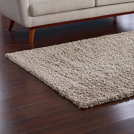 Amazon Com Modway Enyssa 5x8 Solid High Pile Shag Area Rug With In Beige And Ivory Furniture Decor
