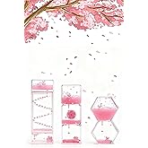 Beautiful Pink Rabbit Petals Sensory Liquid Hourglass Motion Bubbler ASMR Alternative for Stress Relief Desktop Decor Office (5.9in/1.96in)