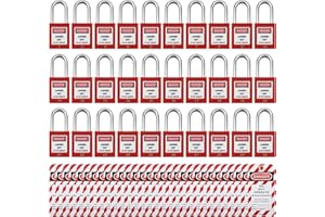 JOJOMARK Lockout Tagout Locks, Safety Padlock, Loto Locks Keyed Differently Lock Out Tag Out 30 pcs Safety Padlocks Plastic with 30 Lockout TagOut Tags Red