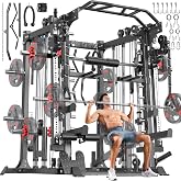 XGSW Smith Machine Home Gym, Multi-Function Power Cage with Dual Pulley Cable Crossover System,Squat Rack for Full-Body Workouts