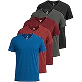 Real Essentials 5 Pack: Men’s V-Neck Dry-Fit Moisture Wicking Active Athletic Tech Performance T-Shirt