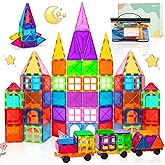 BEBOAN Magnetic Tiles with Storage Bag - 100 Pcs Magnet Buliding Toys for Kids Toddlers 3-5/4-8, STEM Preschool Toys Magnetic Blocks Sets