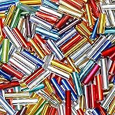 UIVALGIC 4200pcs Glass Bugle Beads, Mini Long Tube Seed Beads Bulk, Tiny Small Loose Spacer Embroidery Beaded for Bracelets Jewelry Making Sewing, Crafts, Christmas Ornaments, 2×6mm, Multicolored