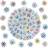 50PCS Snowflake Stickers, Snowflake Christmas Stickers for Crafts, Water Bottle,Laptop, Scrapbook, Cute Winter Snow Decoratives for Kids,Teens,Adults