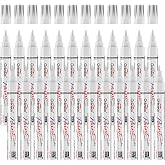 Overseas White Oil Based Paint Markers, 24 Fine Tip Permanent Paint Pens | 0.9mm Fine Nib, Waterproof, Quick Dry, Fade Resistant, Oil Marker Pen for Metal, Rubber, Rock, Glass, Wood, Plastic, Canvas