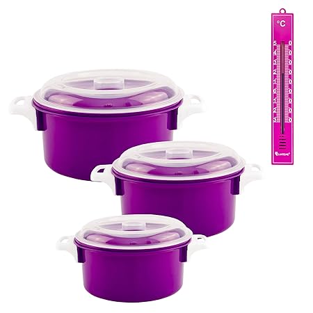 Lantelme 6446 - Termómetro y 3 unidades Microondas Cuenco redondo ...