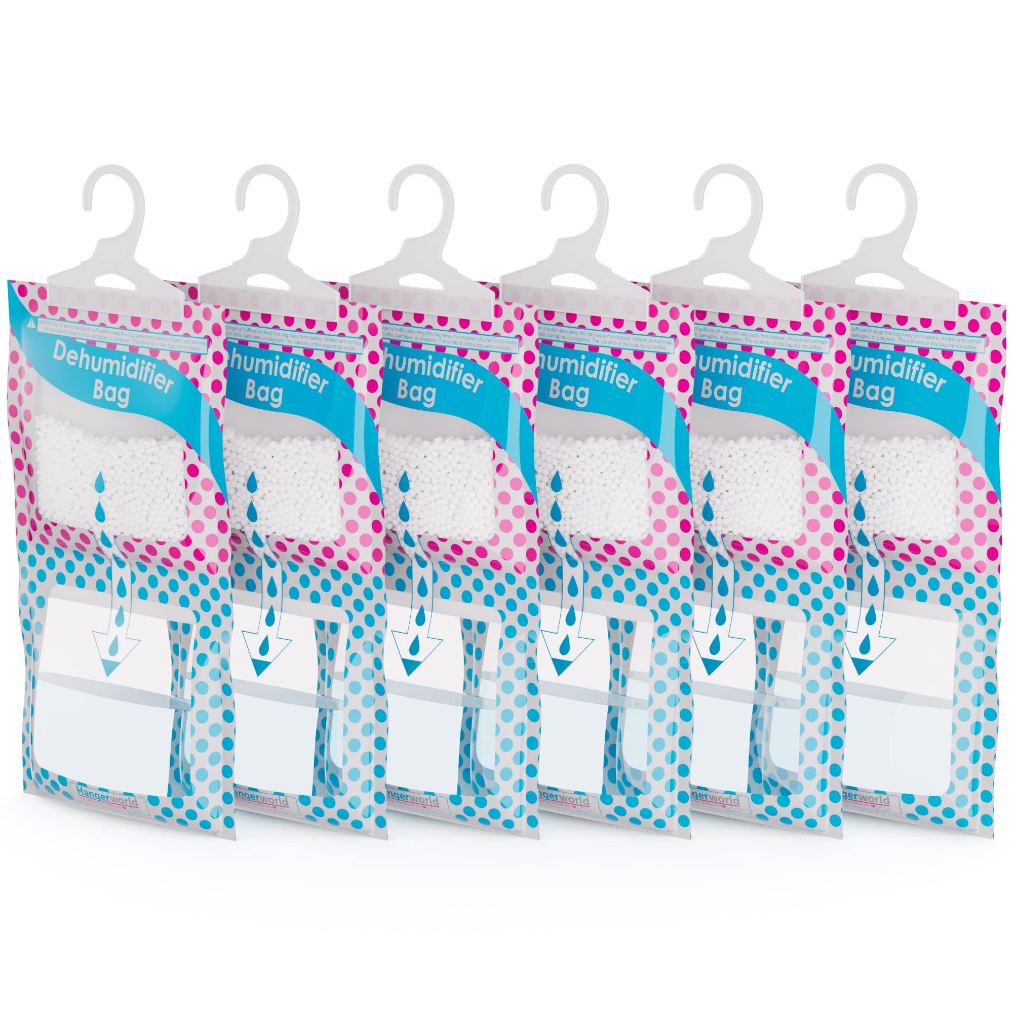 Hangerworld 6 Dehumidifier Hanging Wardrobe Bags Prevents Damp Condensation Mould Moisture.