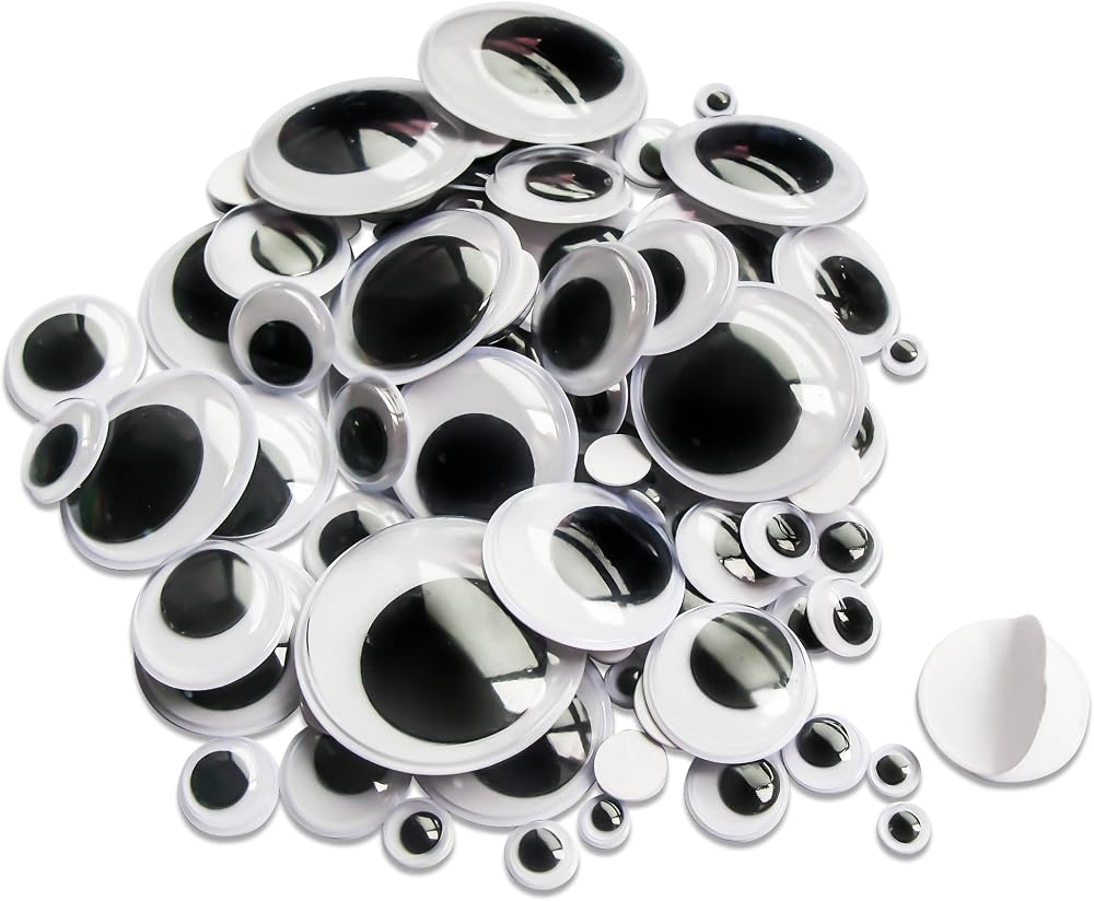 TOAOB 100pcs Self Adhesive Wiggle Googly Eyes 6mm to 35mm Craft Supplies
