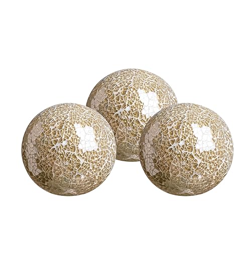 Gala Houseware Glass Decorative Balls Set Of 3 Glass Mosaic Sphere