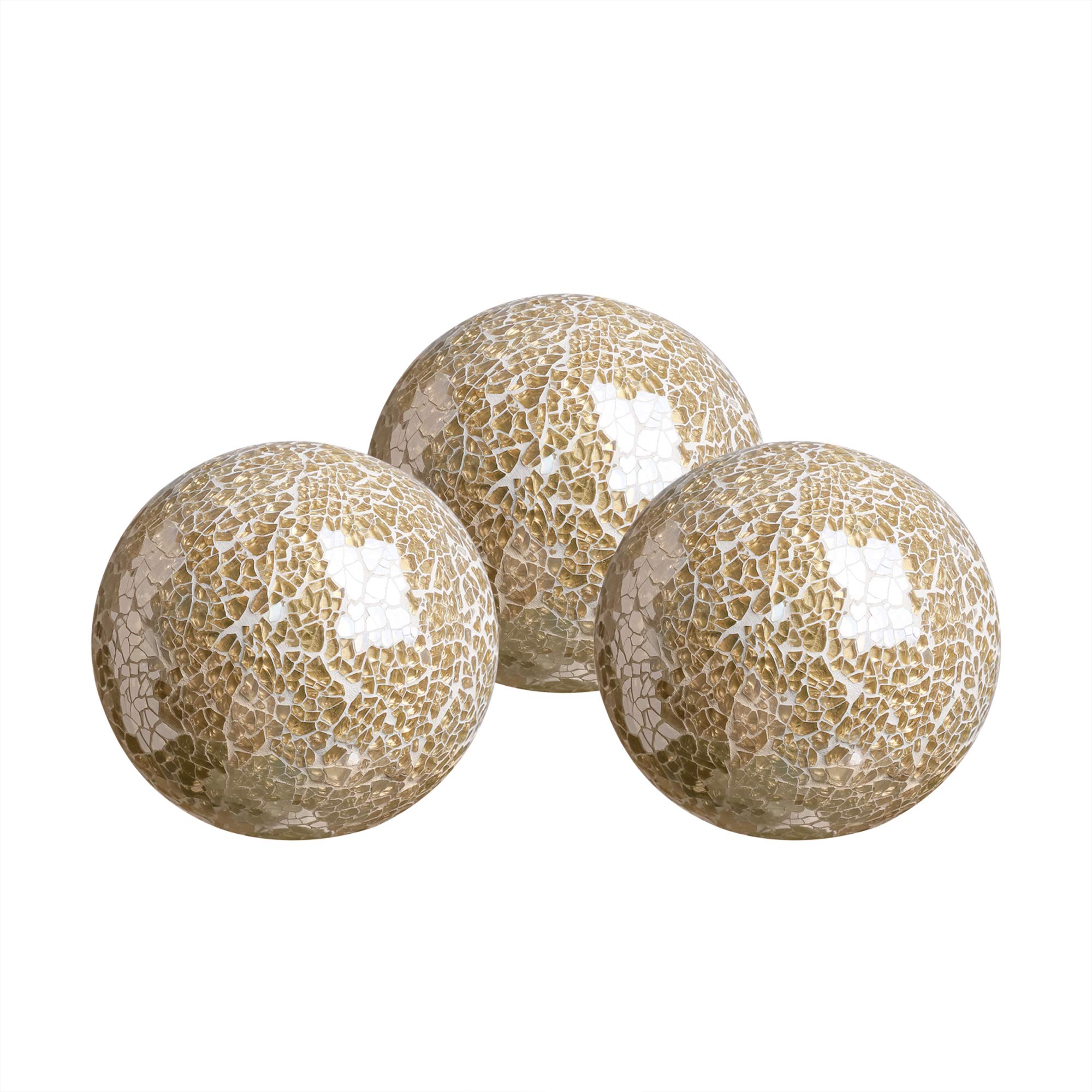 Decorative Orbs Set of 3 Glass Mosaic Sphere Balls Diameter 4" for