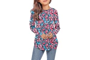 storeofbaby Girls Casual Long Sleeve Shirts Round Neck Tops Loose Fit Tunic Blouses