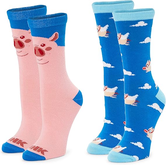 Pig Socks for Men and Women, Novelty Sock Set (One Size, 2