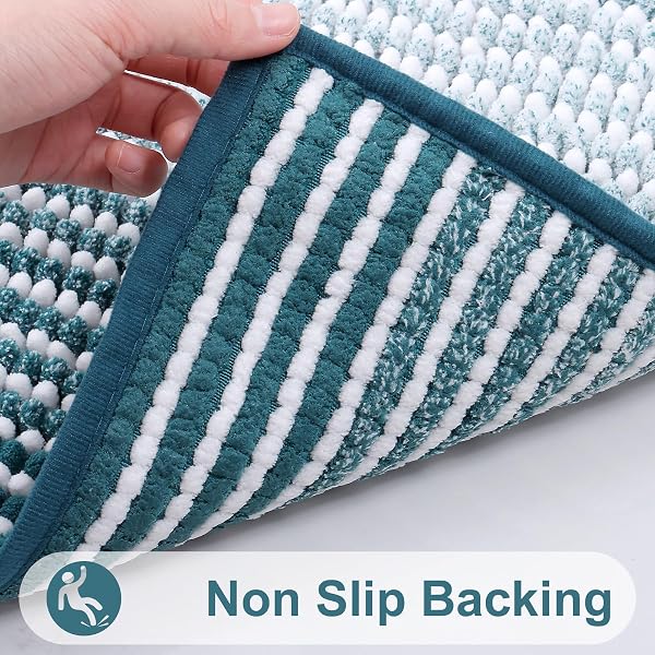 COLORXY CHENILLE BATHROOM RUGS, EXTRA SOFT AND ABSORBENT BATH MAT, NON-SLIP MACHINE WASHABLE RUG, LUXURY PLUSH SHAGGY BATH CARPET, SUITABLE FOR BATHROOM FLOOR, TUB, SHOWER, 30”X20”, GREEN