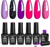 Beetles Neon Gel Polish Set 6 Colors 7.5ml Soak Off UV Glitter Swirl Spring view 7