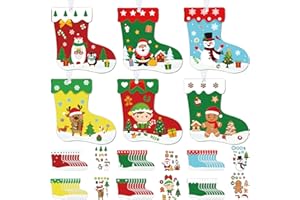 CONTAINLOL 48 Pcs Christmas Craft Kits for Kids Christmas Stockings Christmas Tree Stockings Ornaments Kit Make Your Own Christmas Craft DIY Stockings Cutouts for Holiday Farmhouse Decor Handcraft Supplies
