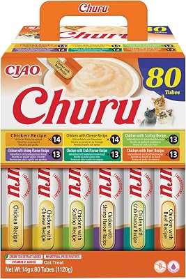 Churu Snack para Gatos, Multipack Sabor Pollo, 80 Sticks x 14g