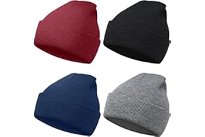 MENOLY Kids Winter hat, 4 Pack Winter Beanies Stretch Skull Cap Knit Beanie Hat Cap for Girls Boys