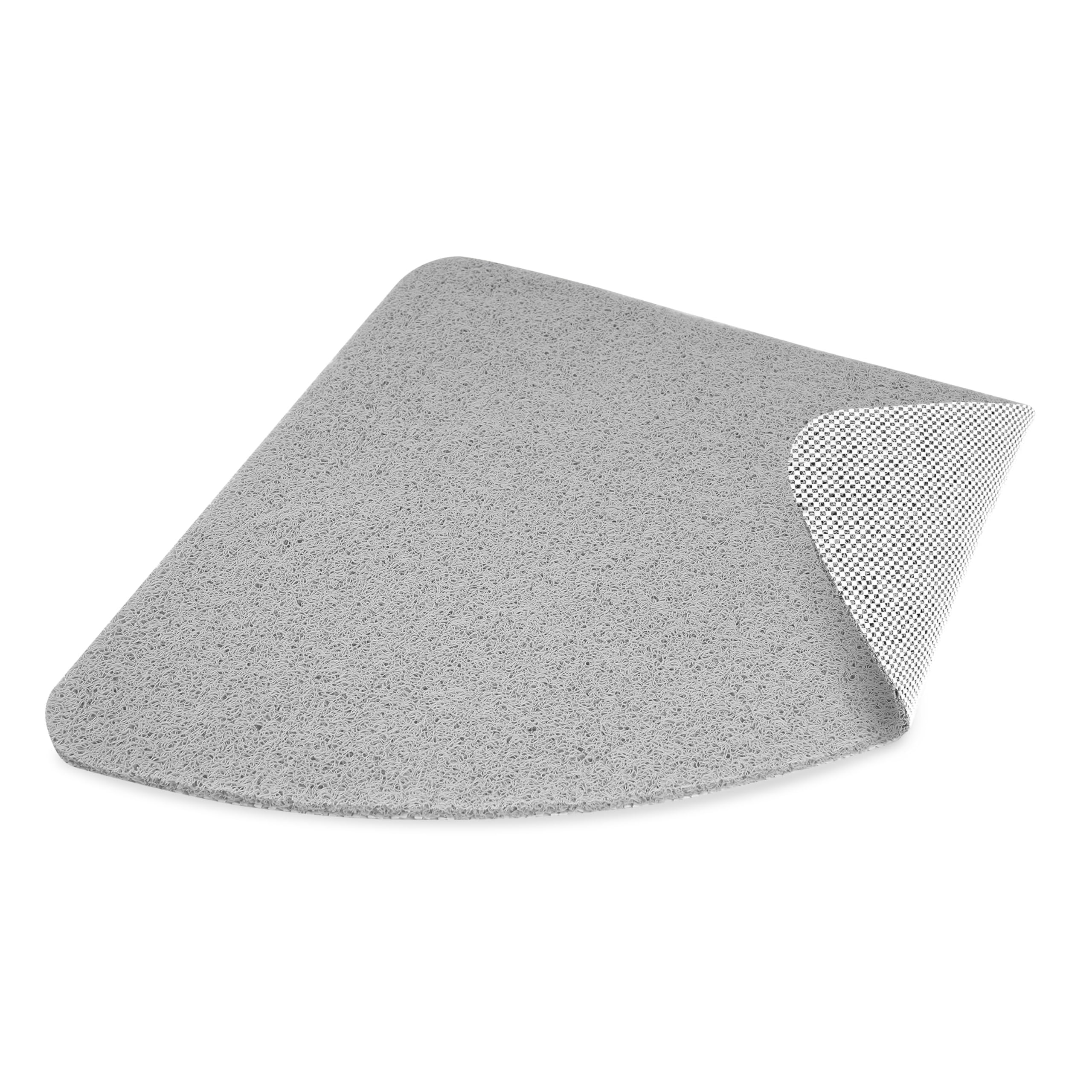Dikots Corner shower mat non slip anti mould 60 x 60 cm - Grey Loofah style PVC Non slip Curved shower mat for inside shower - Washable and Quick Drying quadrant mat