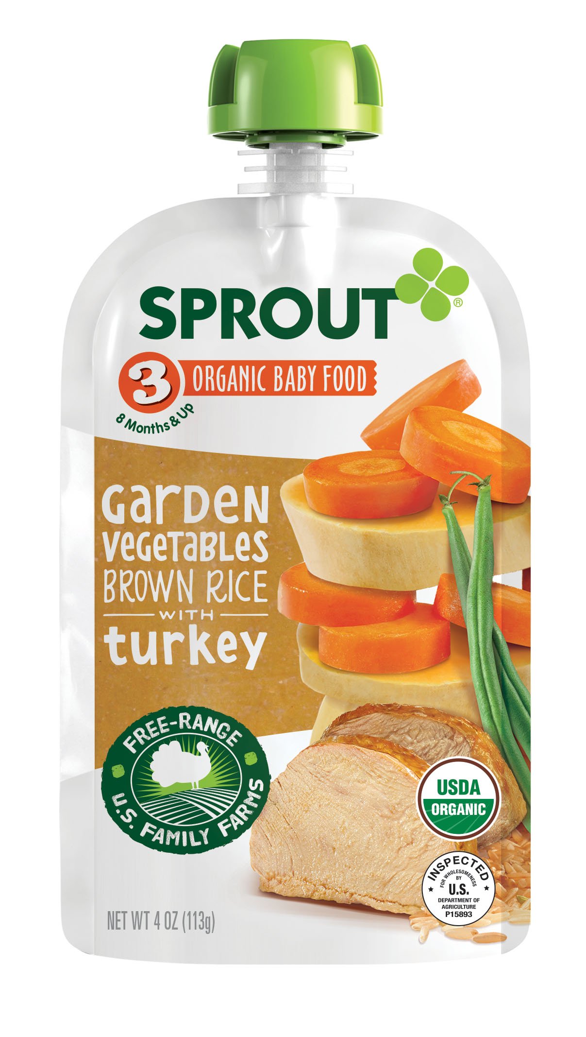 Sprout Organic Baby Food Pouches Stage 3 Sprout Baby Food, Creamy Vegetables with Chicken, 4