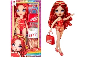 Rainbow High Swim & Style Ruby, Red 11" Fashion Doll with Shimmery Wrap to Style 10+ Ways, Removable Swimsuit, Sandals, Fun Play Accessories. Kids Toy Gift Ages 4-12 Years