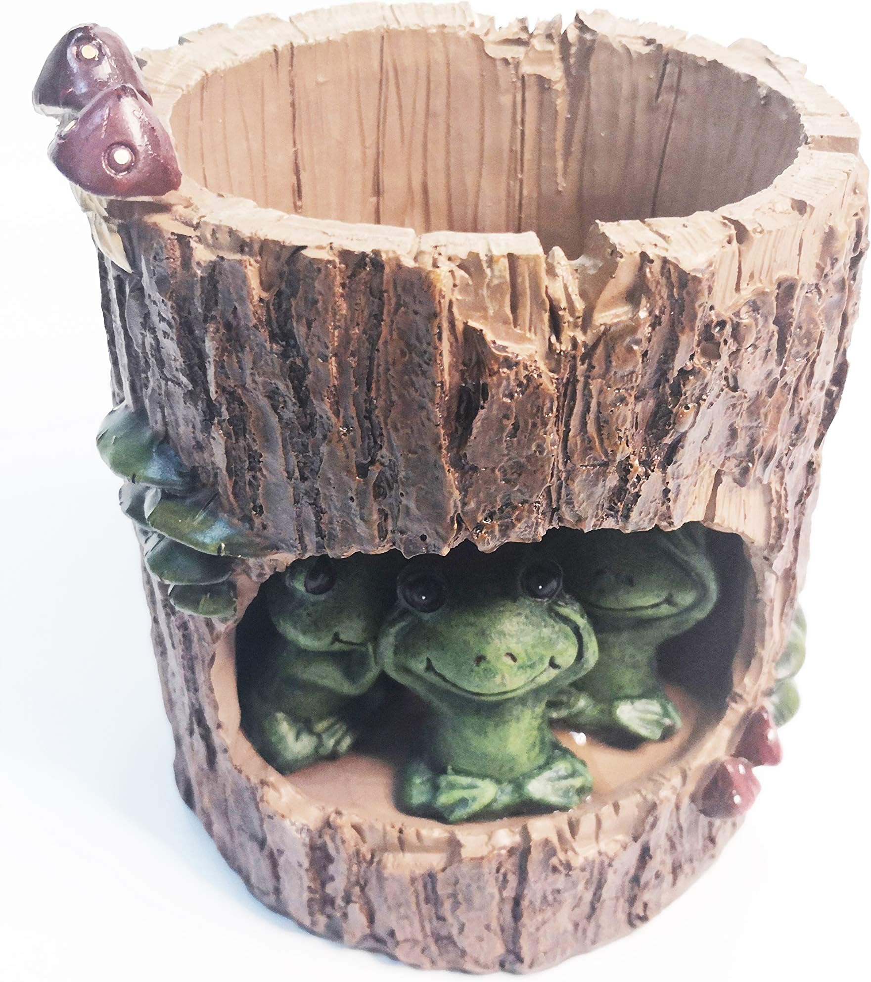 JAMOR Micro-Landscape Plant Pots Tiny Creative Flower Pots Cute Cartoon Tree Stump Besign (Frog)