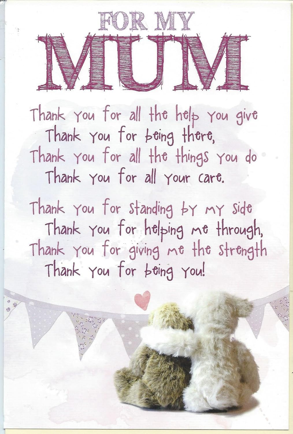 Mum Birthday Card, Kind Words Birthday Card for Mum for My Mum Greeting Card Thankyou, Mum, Greetings Card