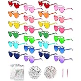 SUNYIWJIE 12PCS DIY Heart Sunglass Decorating Kit Heart Sunglasses Bulk for Women, Customizable Party Favors Accessories for Theme Parties,Fan Gathering, Birthday Decorations (12)