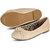 Epic Step Ballet Flats for Women, Ballerina Flat Shoes | Faux Suede, Round Toe, Dressy, Slip On, Rubber Sole, Leopard Lining