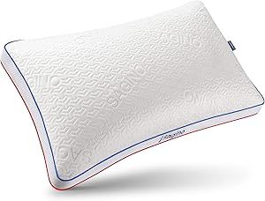 Sagino Shredded Memory Foam Pillow for Sleeping, Cooling & Warm Double-Side Design, Adjustable Loft, Premium Gel-Infused Pillow with Proper Orthopedic Support for All Sleep Positions, Queen