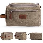 Travel Toiletry Bag for Men, Large Water-resistant Shaving Bag Toiletries Organizer, Canvas Dopp Kit, Multi-functional and Stylish, Bathroom Dopp Kit Shaving, Ideal for Travel, Camping, Gym- Green