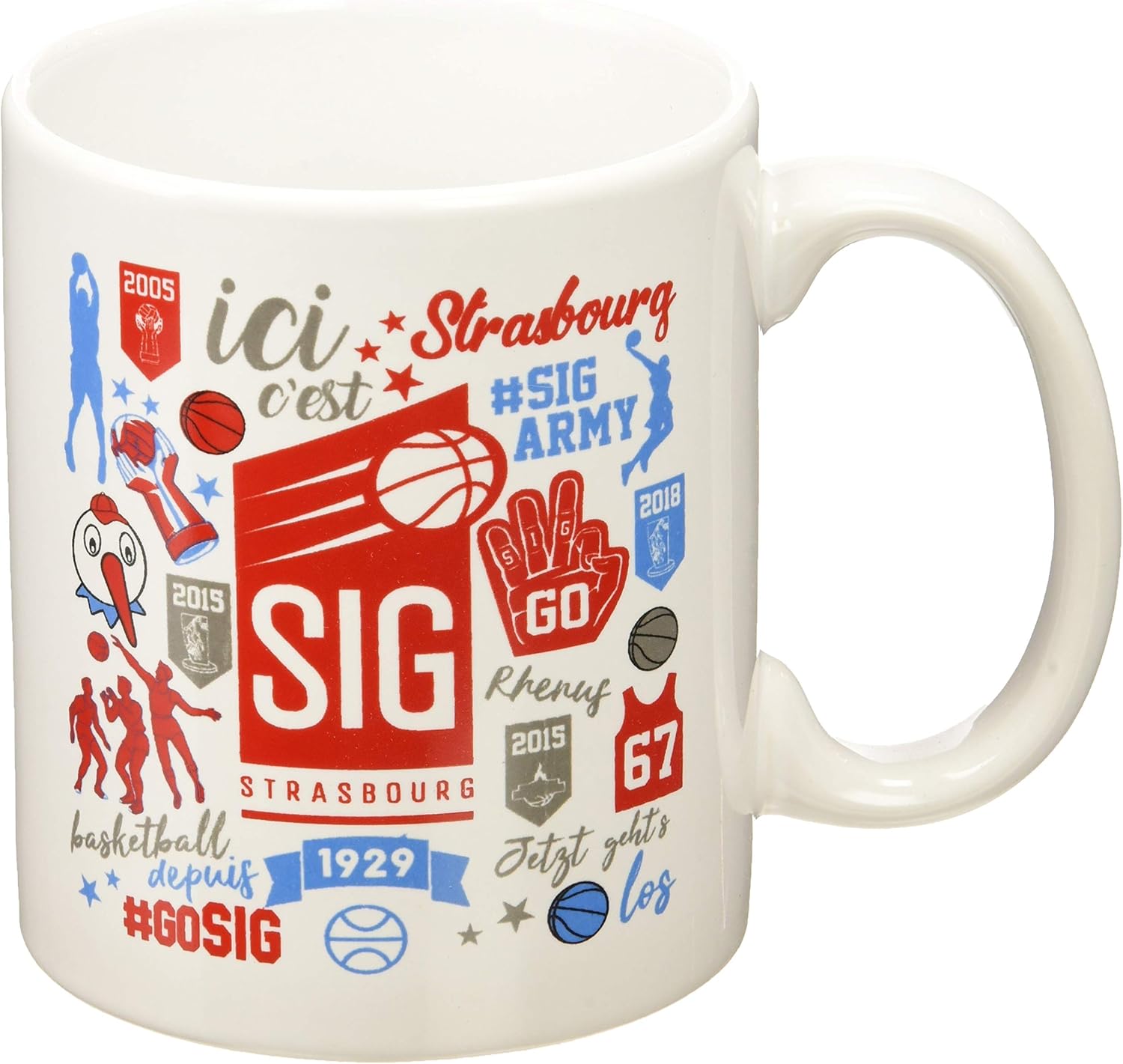 SIG Strasbourg Mug Basket Mixte Adulte, Blanc, TU Amazon.fr Sports et