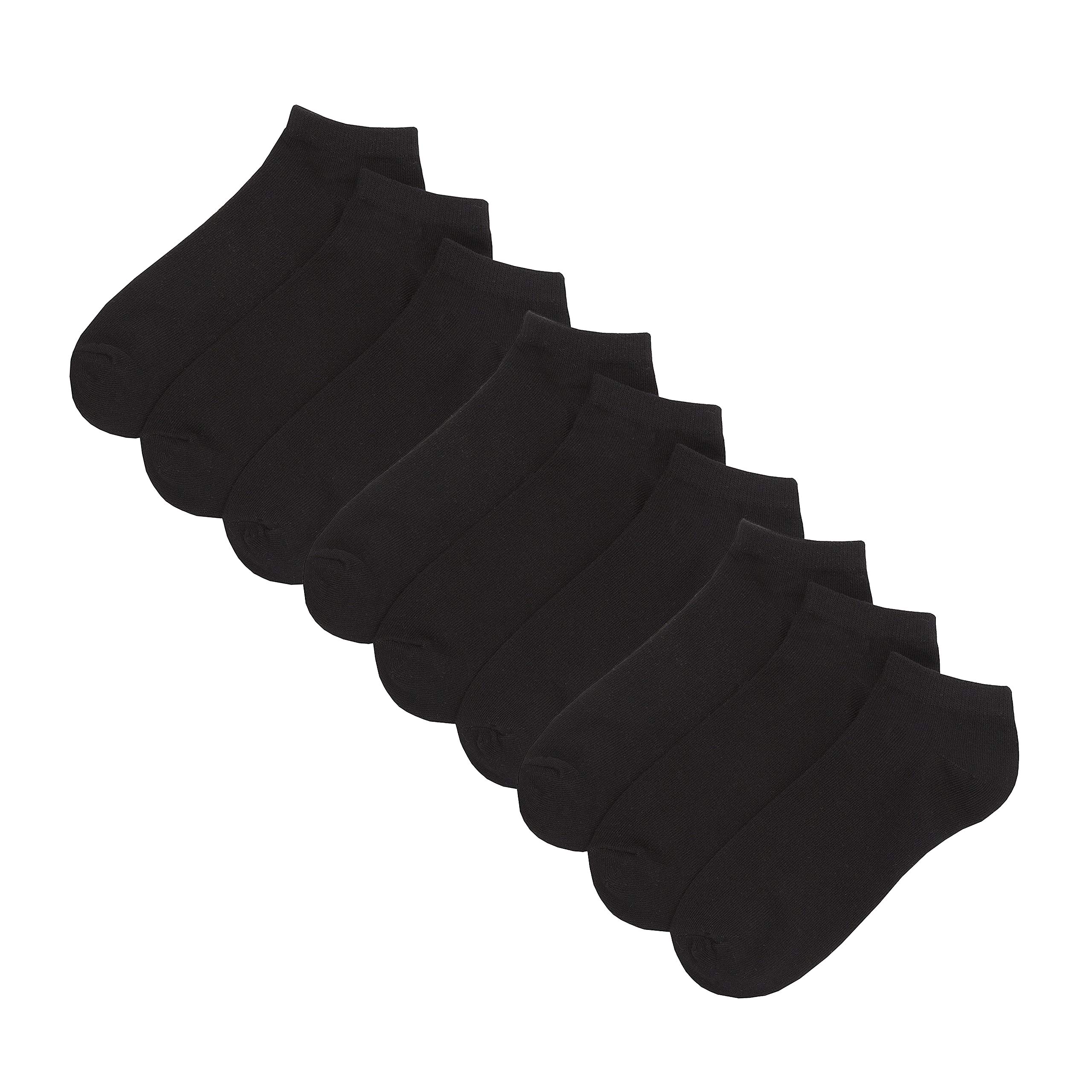 Women's Ladies Black Trainer Socks 9 Pairs Cotton Sportswear Active Trainer Black 4-8