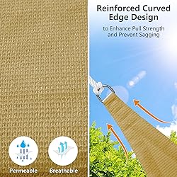 Colegence 10'x10' Square Sun Shade Sail, Permeable
