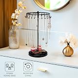BELLE VOUS Black Rotating Jewellery Stand 23 Hooks Necklace Earring Holder view 2