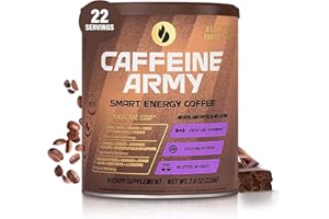 CAFFEINE ARMY Smart Energy Coffee - Keto Instant Coffee - Super Coffee Functional Energy Drink - High Performance and Focus - Gluten Free - Sugar Free - Hot or Iced - Chocolate 7.76 oz 22 Servings