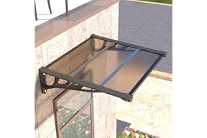 GUANSU-CN 35 * 40'' Window and Door Awning Exterior, UV/Rain/Snow/Sunlight Protection Sheet,UPF 50+ Polycarbonate Overhang Canopy,House Overdoor Awnings for Door Entrance Outside/Patio/Porch/Deck