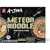 A-Sha Meteor Noodles with Danzai Sauce, 12 Pack Taiwanese Ramen Noodles | Air-Dried, Never-Fried Ramen 3D Ridges for Sauce Coating, 12g Plant-Based Protein, Vegan, No Cholesterol, Ready in 5 Minutes