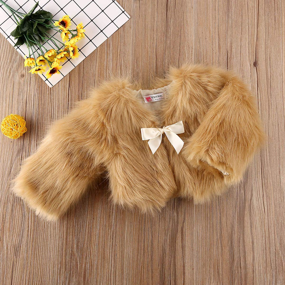lheaio Toddler Kids Little Girls Shawl Coat Faux Fur Shrug Cape Jacket